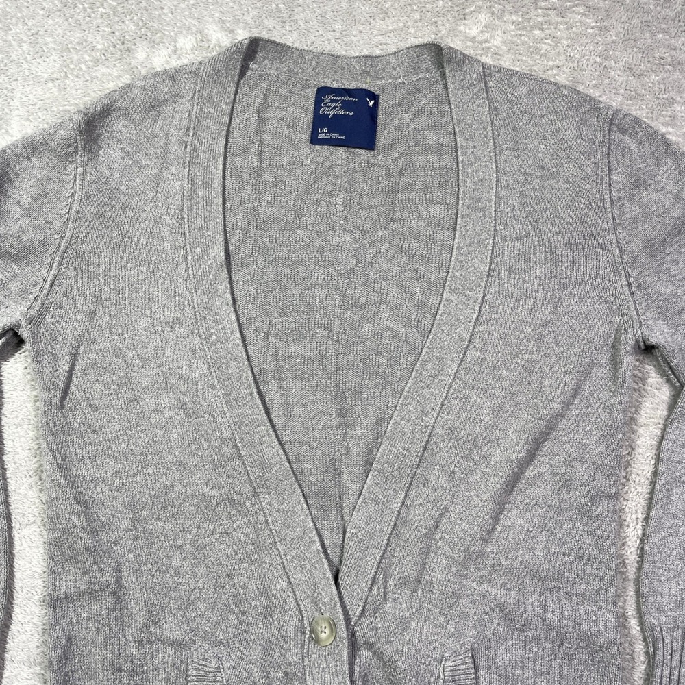 American Eagle Outfitters Women's Gray Button Front Cardigan‎ Sweater Large